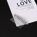 Elegante pettine per capelli in argento con strass lucidi a forma di foglia sposa - Argento