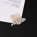 Elegante pettine per capelli dorato per donna con intricati motivi floreali in cristallo - Stile Zircone Bianco