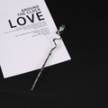 Gothic silver snake hair pin with green crystal accents for minimalist hair styling - Silver