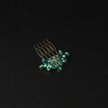 Peigne à cheveux doré élégant avec fleurs en strass verts et style de palais vintage - Zircon Vert