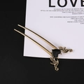 Fermaglio per capelli gotico con cuore e ali di pipistrello in bronzo antico - Oro Antico