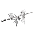 Accessorio per capelli vintage a forma di farfalla traforata in argento con ali a rete - Argento Antico