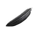 Vintage silberne Haarspange mit Feder-Design und detailreicher Metallstruktur - Federform (Antiksilber) / Silber