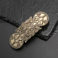 Fermaglio vintage con nodo celtico in argento antico e dettagliati rilievi di uccelli - Oro Antico