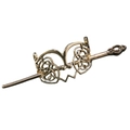 Retro bronzen haarpeld met Keltisch knoopmotief en bijpassende metalen stok voor knotjes - Antiek Goud