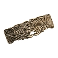 Vintage bronze metal hair clip with ornate Art Nouveau scroll pattern engravings - Antique Gold