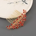 Elegante pettine per capelli dorato con strass rossi per matrimoni e acconciature formali - Stile Oro con Strass Rosso