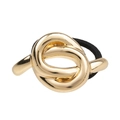 Minimalistisches Haargummi aus goldener Legierung mit schwarzem Gummiband und Metallknoten - Gold