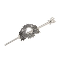 Vintage silver alloy hair pin with hollow cloud patterns and traditional styling - Silver