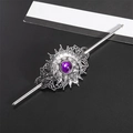 Bacchetta per capelli etnica in argento con motivo a sole e gemma viola centrale - Argento