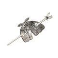 Gotische Motte Totenkopf Haarnadel mit Mondphasen in Vintage Silber und Handkralle Dekor - Silber