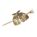 Gotische Motten-Haarnadel mit mystischen Mondmustern in antikem Gold-Finish - Gold