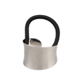 Minimalist silver matte alloy metal hair tie ring with elastic black band for women - Silver