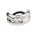 Eleganter Haargummi aus Silberlegierung mit Hammerschlag-Struktur und schwarzem Band - Silber