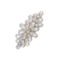 Elegant gold alloy hair clip with marquise cut crystals in a floral leaf design - Rhinestone Cluster (5)