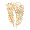 Elegant gold double-layer leaf headband with a polished metallic finish and laurel design - Gold