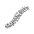 Elegante fermaglio per capelli in lega d'argento con cristalli a goccia scintillanti - Forma a Foglia (1-1) / Argento
