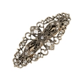 Vintage bronze alloy hair clip with hollow floral pattern and sparkling rhinestones - Hollow Court (3)