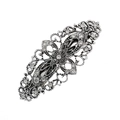 Vintage silver alloy hair clip featuring intricate floral patterns and sparkling rhinestones - Hollow Court (3-1)