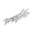 Silver leaf hair clip with hammered texture and white pearls as a spring side barrette - Hammered Leaf (4-1)