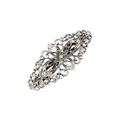 Fermaglio per capelli vintage in filigrana d'argento con fiori e cristalli bianchi - Argento Antico