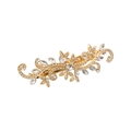 Elegante gouden vintage haarklem met heldere strass-steentjes en bladversieringen - Goud