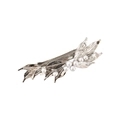 Elegante fermaglio per capelli a foglia d'argento con perle e design in metallo sottile - Argento