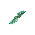 Eleganter smaragdgrüner Blatthaarclip mit Strasssteinen und goldener Metalllegierung - Smaragdgrün (2)