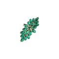 Elegante pinza para el pelo de hoja verde esmeralda con cristales y base dorada - Racimo de Flores Verdes (Base Dorada)