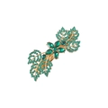 Goldene Haarspange im Ahornblatt-Design mit grünen Kristallen und kleinen floralen Akzenten - Gold Grüner Zirkonia