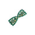 Fonkelende donkergroene kristallen strik haarklem met goudkleurige legering voor dames - Groen Goud Stijl (2)