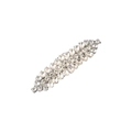 Elegante fermaglio per capelli in lega d'argento con strass trasparenti a forma di foglia - Stile Bianco Trasparente Argento