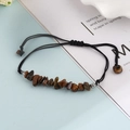 Handgefertigtes verstellbares Tigerauge Stein Armband mit schwarzer Kordel und Silberperlen - Tigerauge