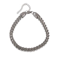Bracciale hip hop da uomo in acciaio inossidabile con catena a spiga e chiusura a moschettone - Catena a Spiga a Doppia Trama 21cm (BST-0066)