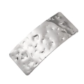 Minimalist silver alloy hair clip with rectangular shape and hammered water ripple texture - Large Square Silver