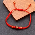 Handcrafted red woven zodiac rat bracelet with red agate beads for luck and prosperity - Rat Zodiac (BN-0174)