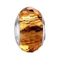 S925 sterling silver charm with faceted amber crystal detail for DIY bracelet jewelry - Yellow