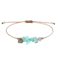 Handmade adjustable beaded bracelet with blue-green natural stone chips and gold beads - Amazonite