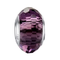 Purple faceted crystal charm bead with S925 sterling silver core for DIY bracelets - Purple