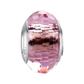 Pink faceted crystal charm bead with S925 sterling silver core for DIY jewelry bracelets - Pink