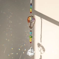 Lebensbaum Sonnenfänger mit Herzrahmen und Regenbogenkristallen für das Fenster - Herz Chakra Stein Stil (NS-0065-2)