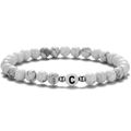 Βραχιόλι με χάντρες howlite 6mm και ασημένιο γράμμα C για άνδρες και γυναίκες - Στυλ Γράμματος C