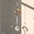 Chakra tree of life suncatcher with rainbow crystal ball and colorful gemstone beads - Round Clear Crystal Ball Style (NS-0065-7)