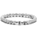 Bracelet minimaliste en turquoise blanche avec lettre G noire et entretoises argentées - Style Lettre G