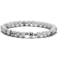 Bracelet en perles de turquoise blanche 6mm avec entretoises argentées et lettre H - Style Lettre H