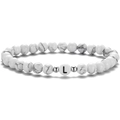 Bracelet en perles de turquoise blanche 6mm avec espaceurs argentés et lettre L personnalisée - Style Lettre L