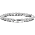 Bracelet perles turquoise blanche 6mm avec séparateurs argent et lettre N - Style Lettre N
