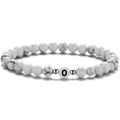 Bracelet en perles de turquoise blanche de 6 mm avec lettre O noire et disques argentés - Style Lettre O