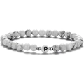 Bracelet perlé de 6mm en turquoise blanche avec lettre P et accents argentés pour tous - Style Lettre P