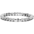 Bracelet en perles de turquoise blanche de 6mm avec une lettre T et séparateurs argentés - Style Lettre T